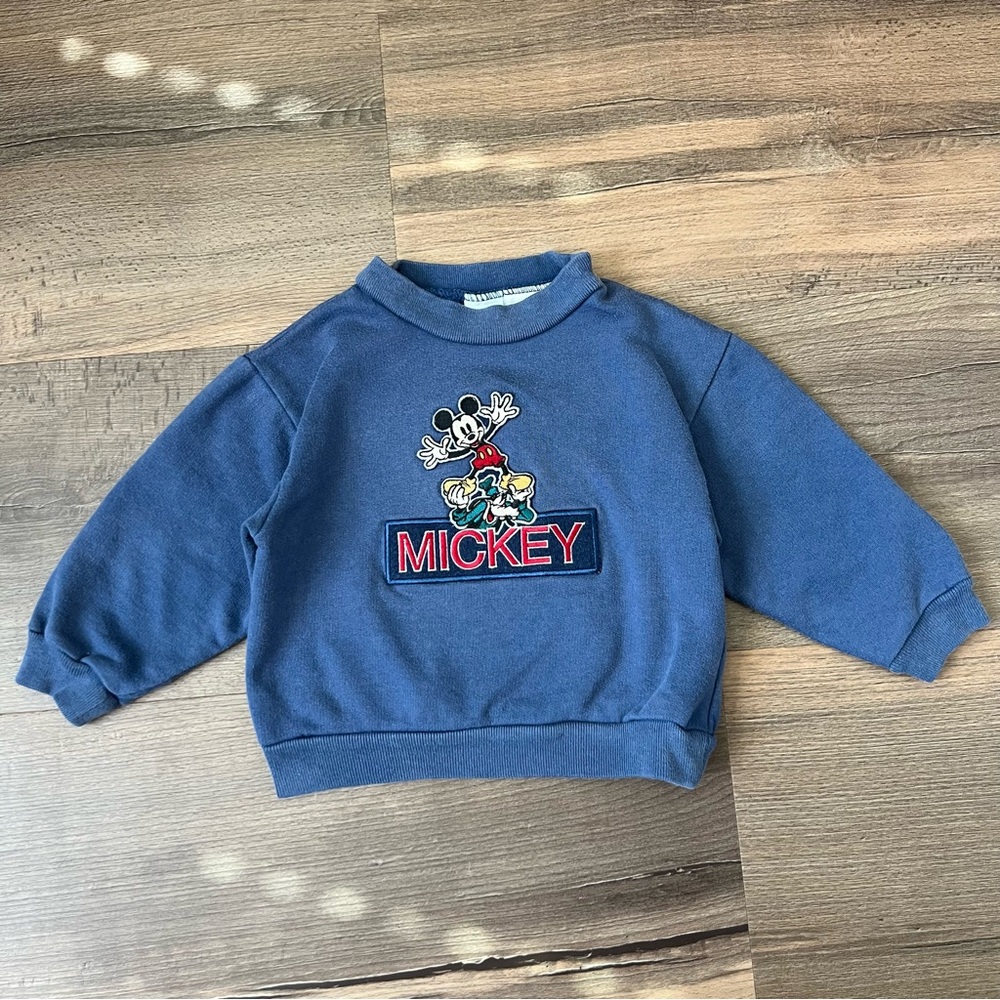 Vintage 90's Mickey & Co. Toddler Sweatshirt - Mickey Mouse & Goofy - Blue - 12m